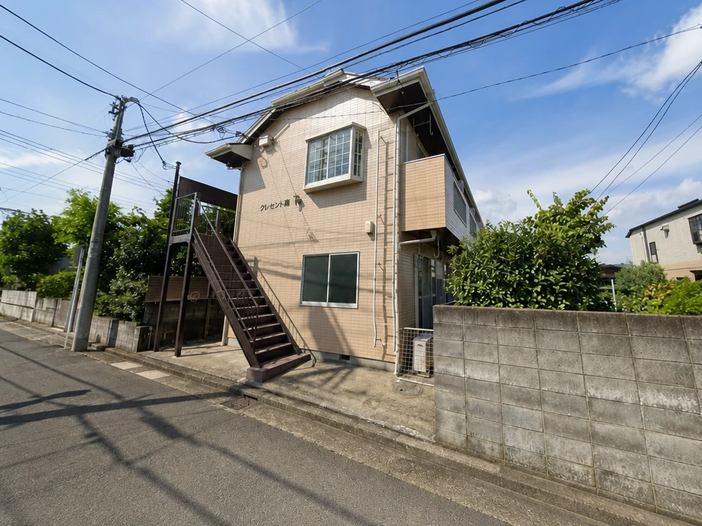 建て替え前のアパートと前面道路
